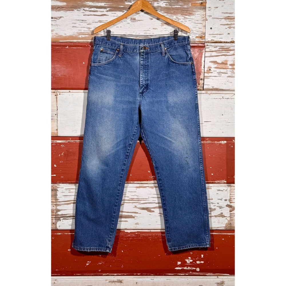 USA 80s Wrangler Jeans Relaxed Fit‎ Denim Blue Classic Casual Mens Size 36x28